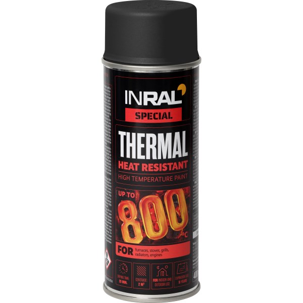 Dažai aerozoliniai universalūs INRAL THERMAL RAL9011 400 ml