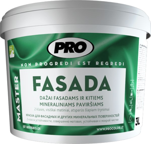 Dažai fasadiniai visiškai matiniai PRO Fasada 2,7 l