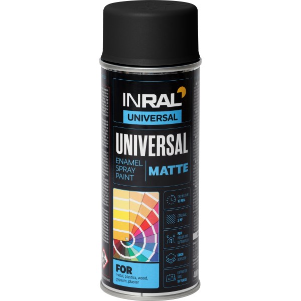 Dažai aerozoliniai universalūs  INRAL RAL9011 400 ml