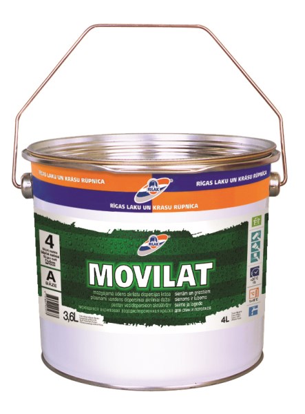 Dažai dispersiniai akriliniai MOVILAT-4 bazė A 3,6 l