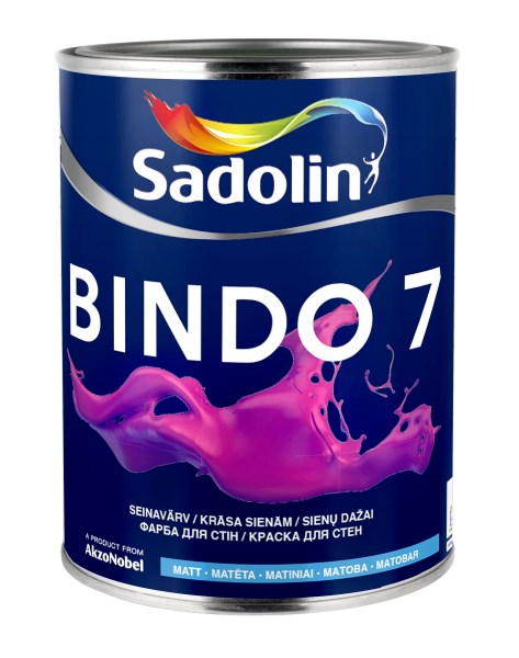 Vandeniniai vidaus dažai SADOLIN BINDO 7, 1 l, BC bazė, matiniai