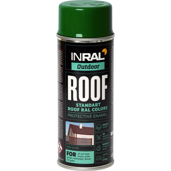 Dažai aerozoliniai stogams 400 ml INRAL ROOF SPRAY RAL6005