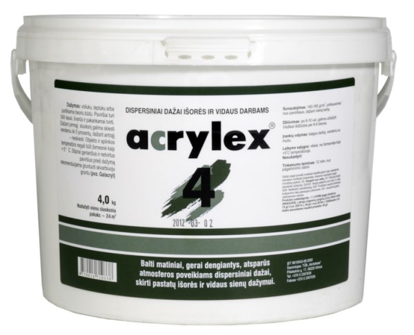 Dažai vidaus darbams matiniai Acrylex-4 4 kg