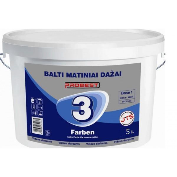 Dažai balti matiniai Probest 3 5 l