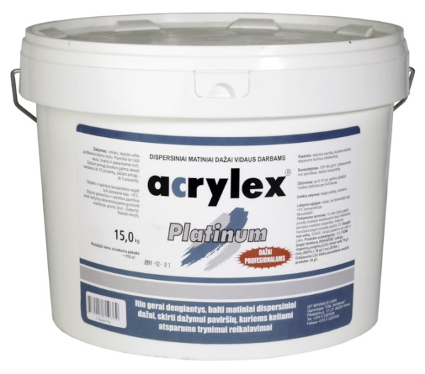 Dažai vidaus darbams matiniai Acrylex-Platinum 15 kg