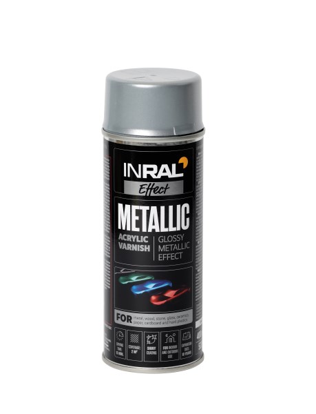 Dažai aerozoliniai INRAL METALLIC sidabro spalvos 400 ml