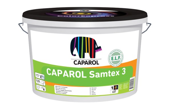 Dažai Samtex 3 ELF 10 L PL lateksiniai - atsparūs šlapiam trynimui 1 bazė CAPAROL