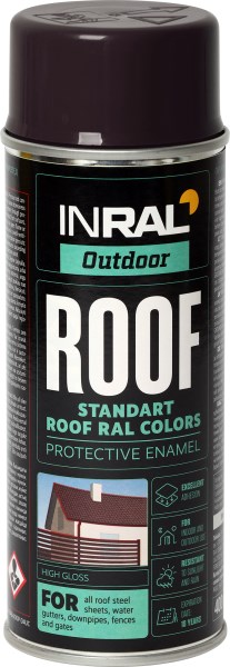 Dažai aerozoliniai stogui INRAL ROOF RAL8019, Pilkai ruda, blizgi, 400 ml