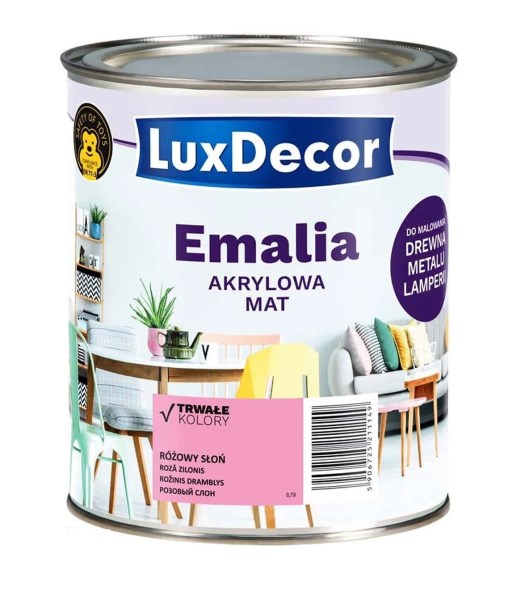 Akrilinė emalė LuxDecor matinė, rožinis dramblys 0,75l