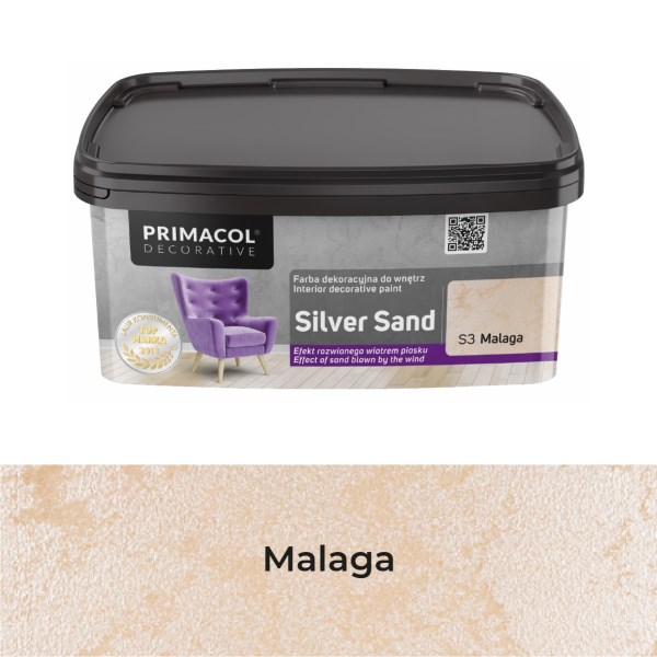 Dažai struktūriniai PRIMACOL DECOR Silver Sand 1L (malaga)S3