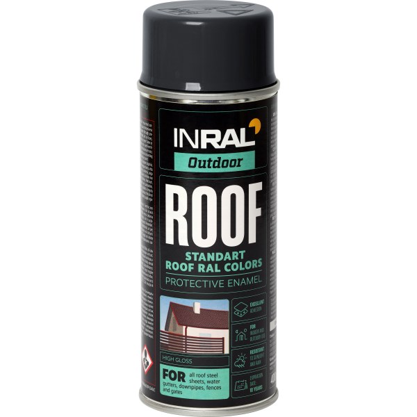 Dažai INRAL ROOF SPRAY aerozoliniai RAL7024 400ml