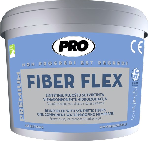 PRO FIBER FLEX 12 kg sintetiniu pluoštu sutvirtinta vienakomponentė hidroizoliacija.