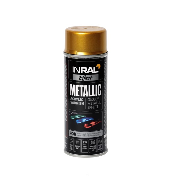 Akrilinis lakas INRAL METALLIC Aukso, metalo blizgi, 400 ml