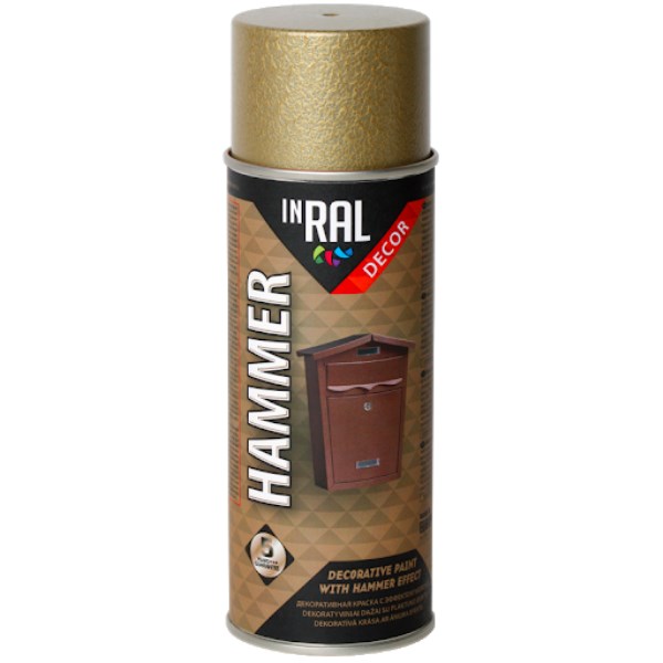 Dažai aerozoliniai INRAL DECOR HAMMER aukso spalvos 400 ml