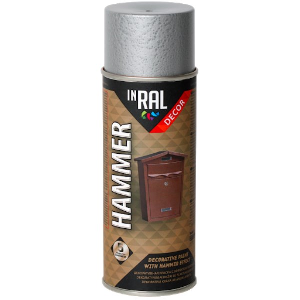 Dažai aerozoliniai INRAL DECOR HAMMER sidabro spalvos 400 ml