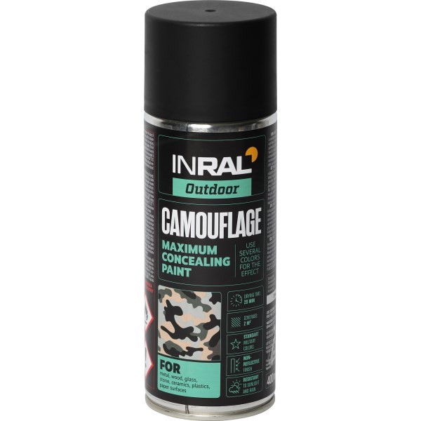 Dažai INRAL CAMOUFLAGE RAL9021 matiniai 400 ml