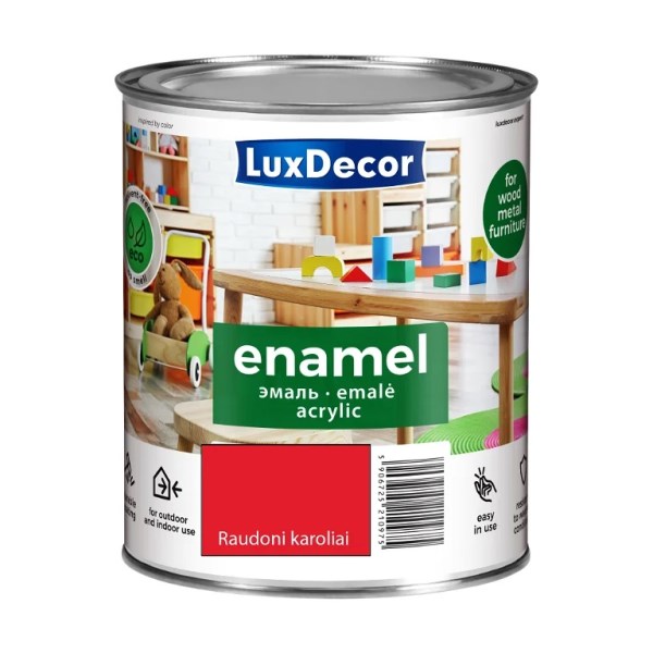 Akrilinė emalė LuxDecor blizgi, raudoni karoliai, 0,75l