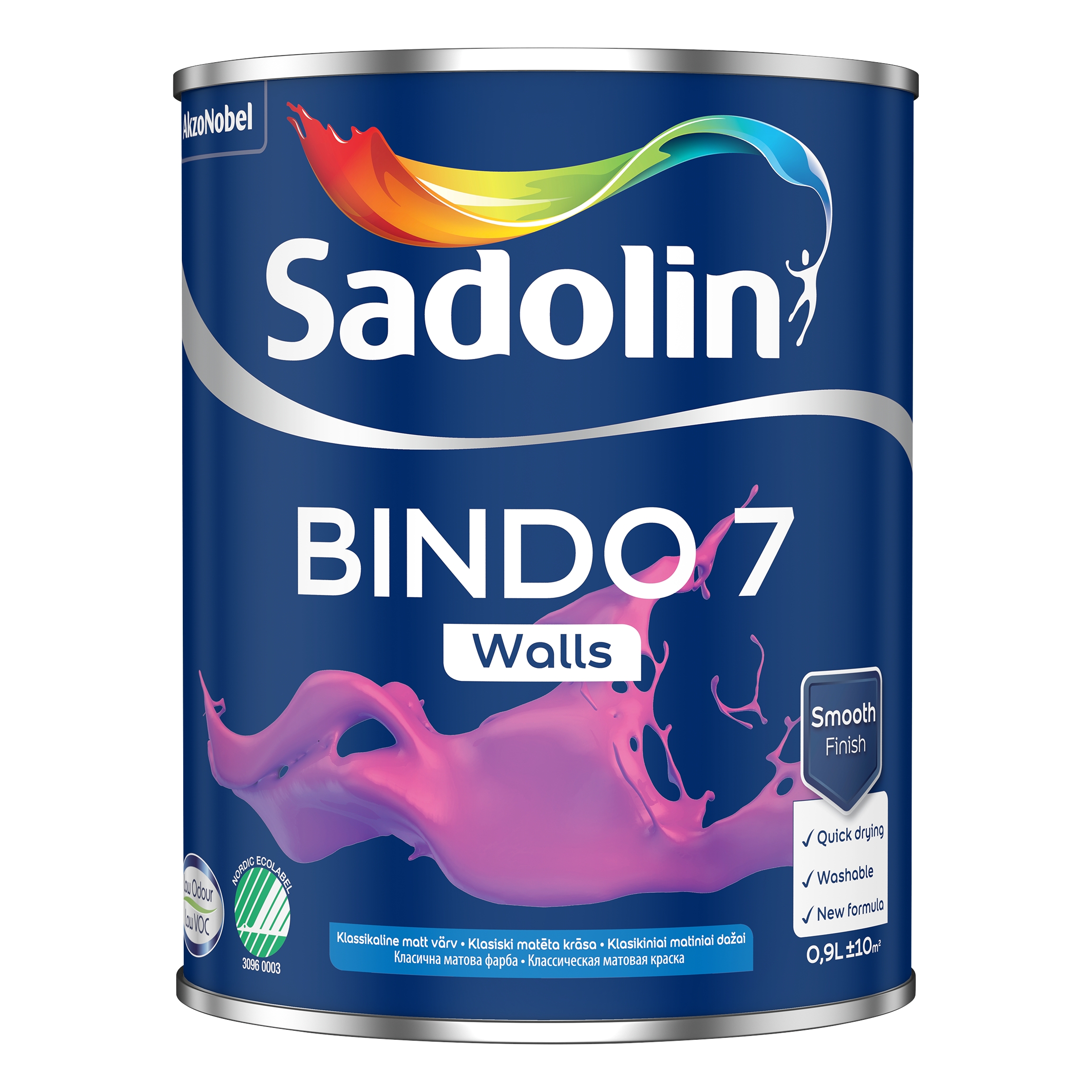 Dažai Sadolin Bindo 7, BW (balta), 0,9l
