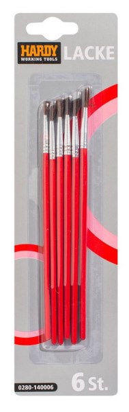 Rinkinys teptukų 6 vnt šerelių apimtis 2 ir 4 mm; raudoni 10 ir 15 mm ilgio koteliai
