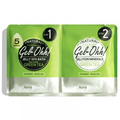 AvryBeauty Gel-Ohh Jelly Spa Pedi Bath Green Tea Gelinis SPA pėdoms su žaliąja arbata, 60g+35g