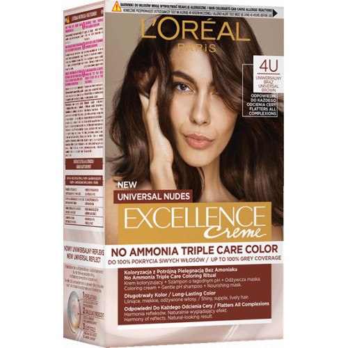 L'Oréal Paris Excellence Creme Universal Nudes Ilgalaikiai plaukų dažai, 4U Universal Brown