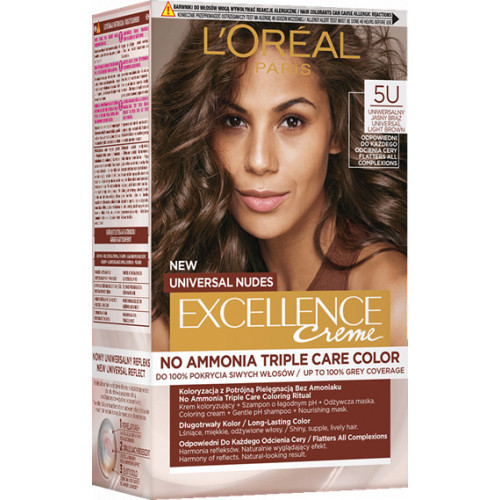 L'Oréal Paris Excellence Creme Universal Nudes Ilgalaikiai plaukų dažai, 5U Universal Light Brown