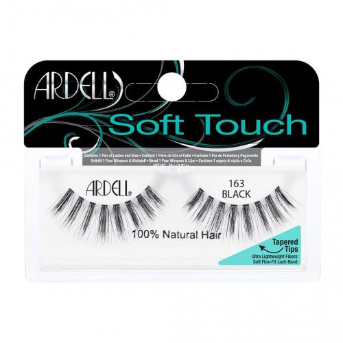 Ardell Soft Touch 163 Blakstienos vientisos trumpos, juodos, 1 pora