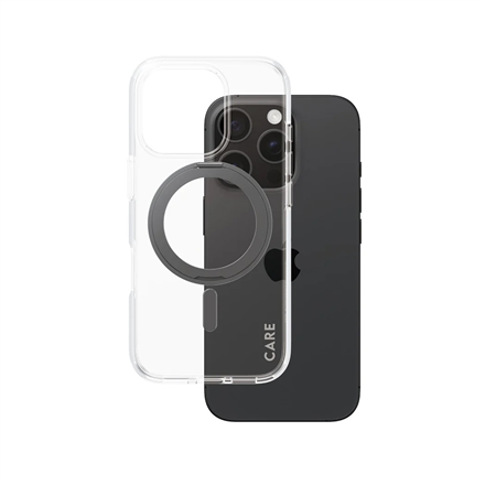 CARE by PanzerGlass Feature Case Transparent w. Black Kickstand & MagSafe iPhone 16 Pro | CARE|1322