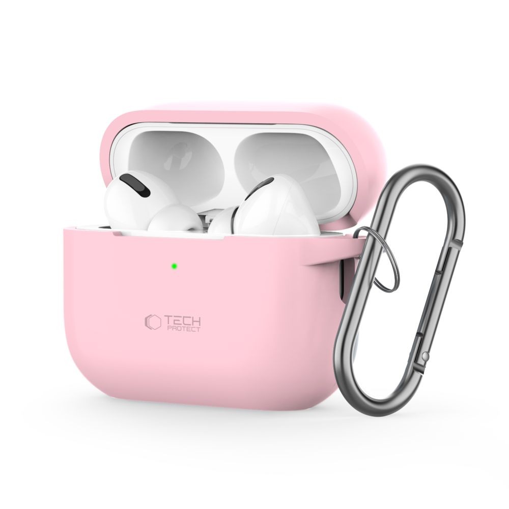 Rožinės spalvos ausinių dėklas "Tech-Protect Silicone Hook" skirtas Apple Airpods Pro 1 / 2