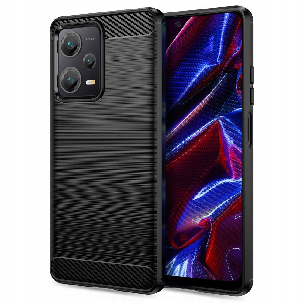 Juodas dėklas "TECH-PROTECT TPUCARBON" telefonui Xiaomi Redmi Note 12 5G / Poco X5 5G