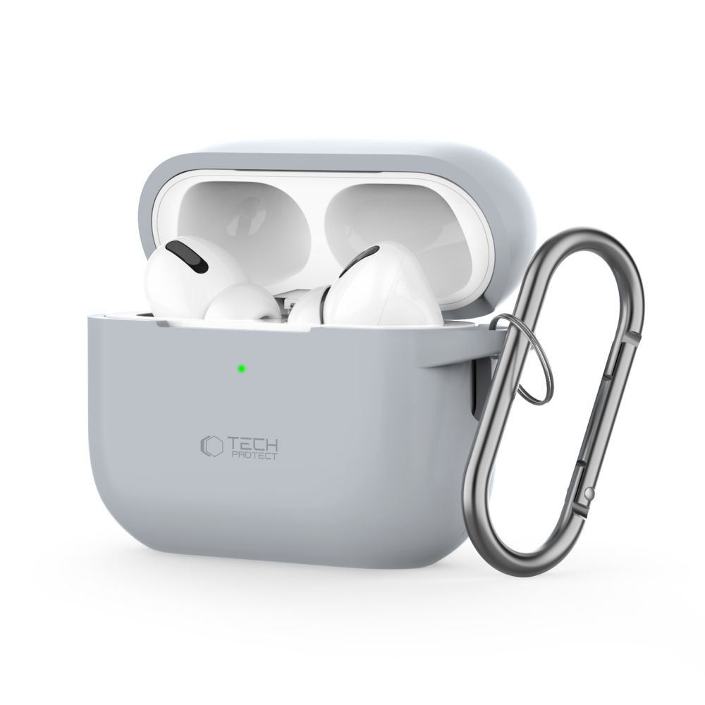 Pilkos spalvos ausinių dėklas "Tech-Protect Silicone Hook" skirtas Apple Airpods Pro 1 / 2