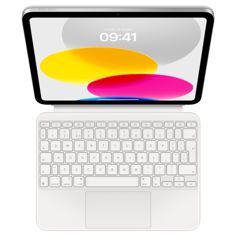Apple Magic Keyboard Folio iPad (2022m) dėklas-klaviatūra su Trackpad - White - MQDP3Z/A