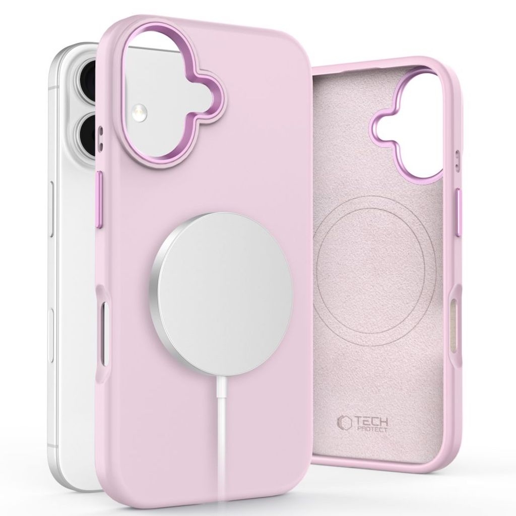 Tech-Protect Silicone Pure MagSafe iPhone 16 case - Pink Pearl - 372522