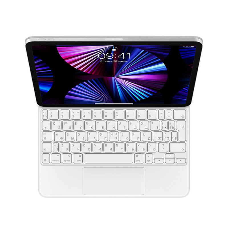 Apple Magic Keyboard iPad Pro 11" / iPad Air (nuo 2020m) dėklas-klaviatūra su Trackpad - White (RUS) - MJQJ3RS/A