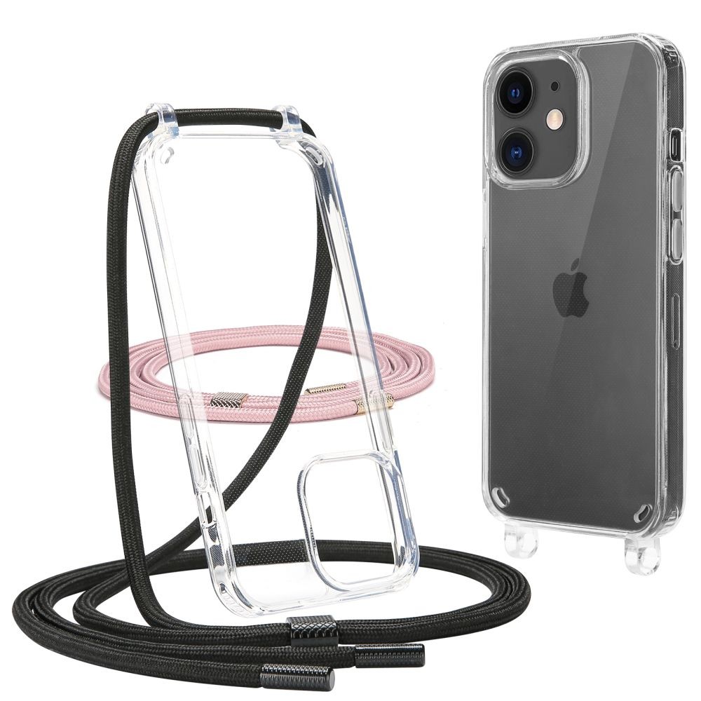 Skaidrus dėklas su dirželiais "Tech-Protect Flexair Chain Black & Pink" skirtas iPhone 11