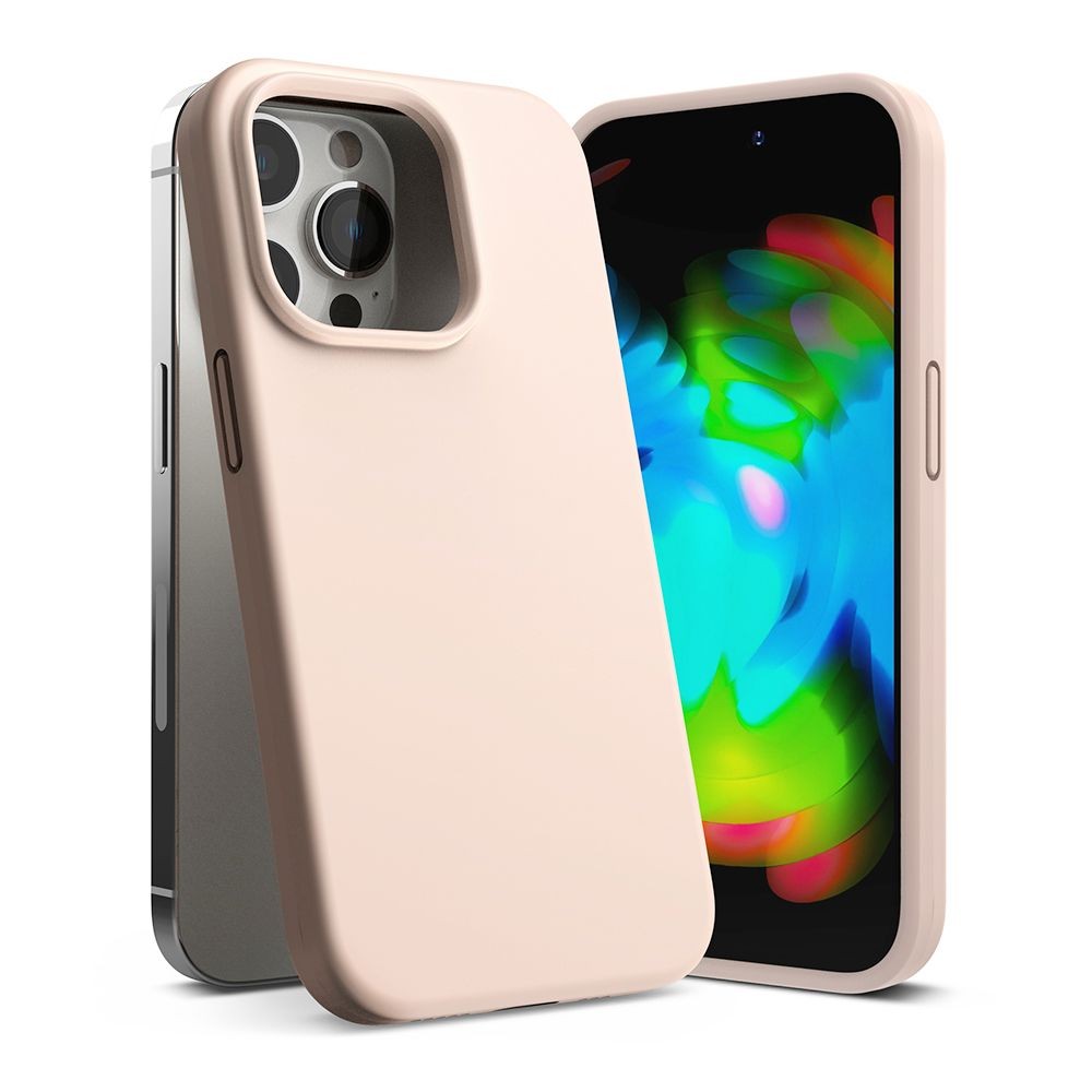 Rožinio smėlio spalvos dėklas "Ringke Silicone" telefonui iPhone 14 Pro