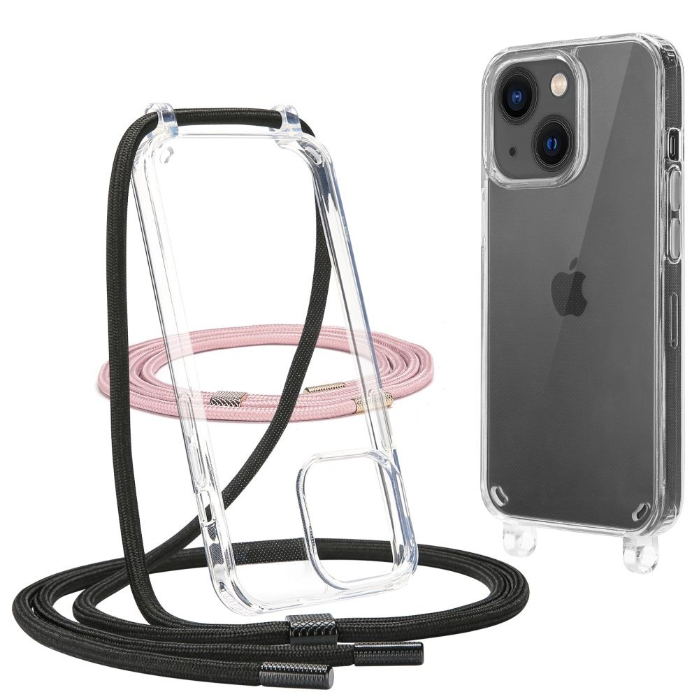 Skaidrus dėklas su dirželiais "Tech-Protect Flexair Chain Black & Pink" skirtas iPhone 13