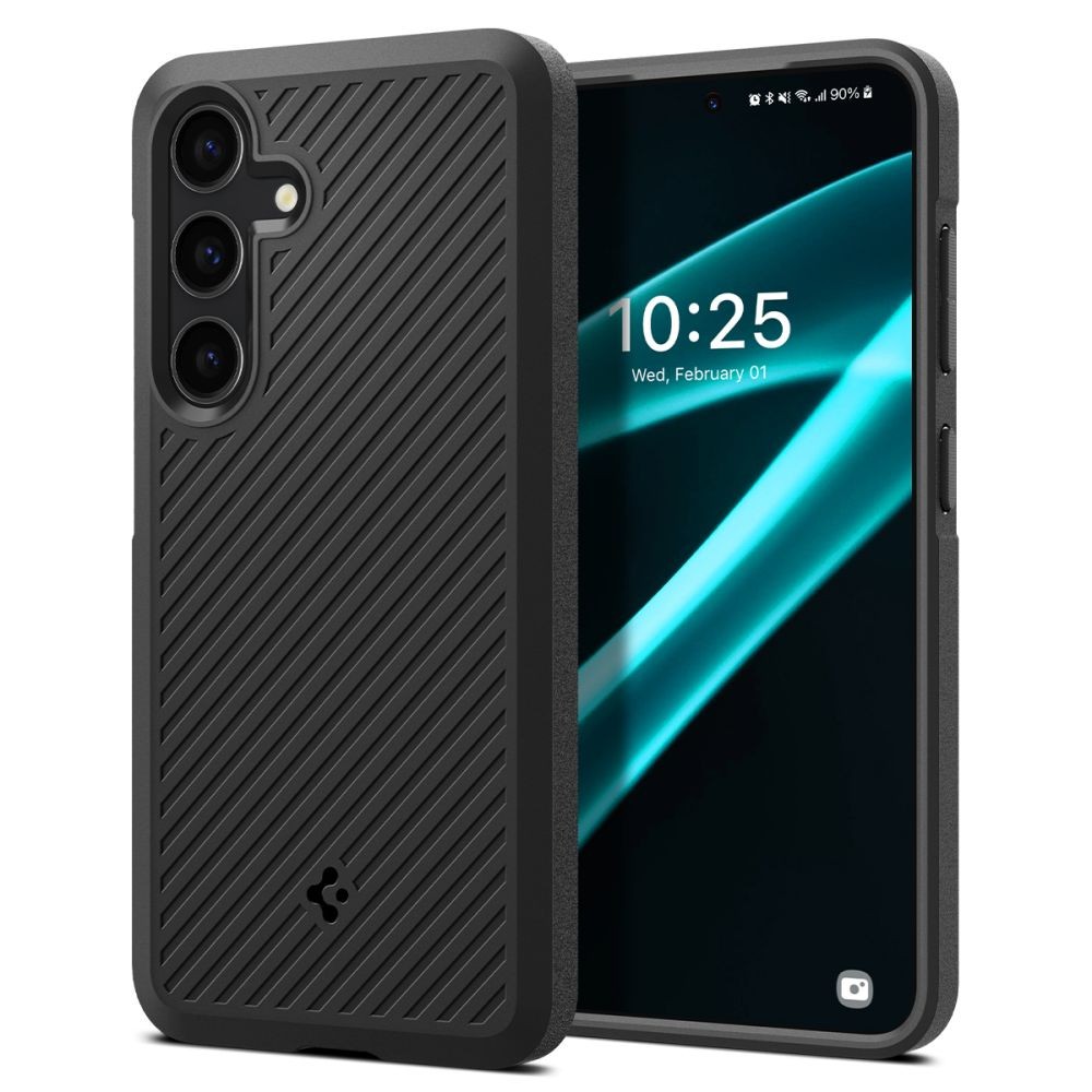 Juodas, išskirtinės tekstūros dėklas "Spigen Core Armor" telefonui Samsung Galaxy S24 Plus