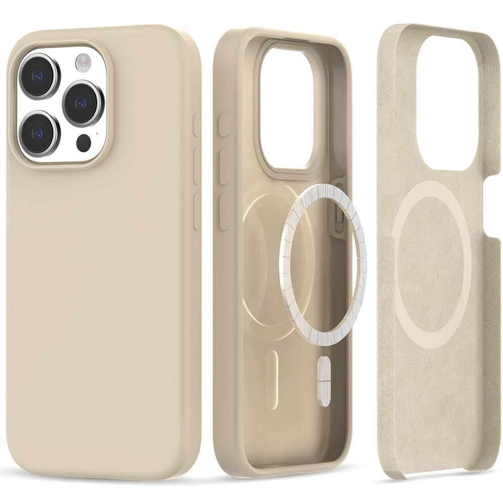 Smėlio spalvos dėklas "Tech-Protect Silicone Magsafe" telefonui iPhone 15 Pro