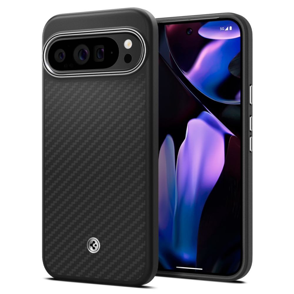 Juodas matinės tekstūros dėklas "Spigen Enzo Aramid" telefonui Google Pixel 9 Pro XL