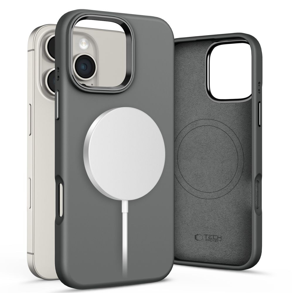 Pelenų spalvos dėklas "Tech-Protect Silicone Pure Magsafe" telefonui iPhone 16 Pro Max