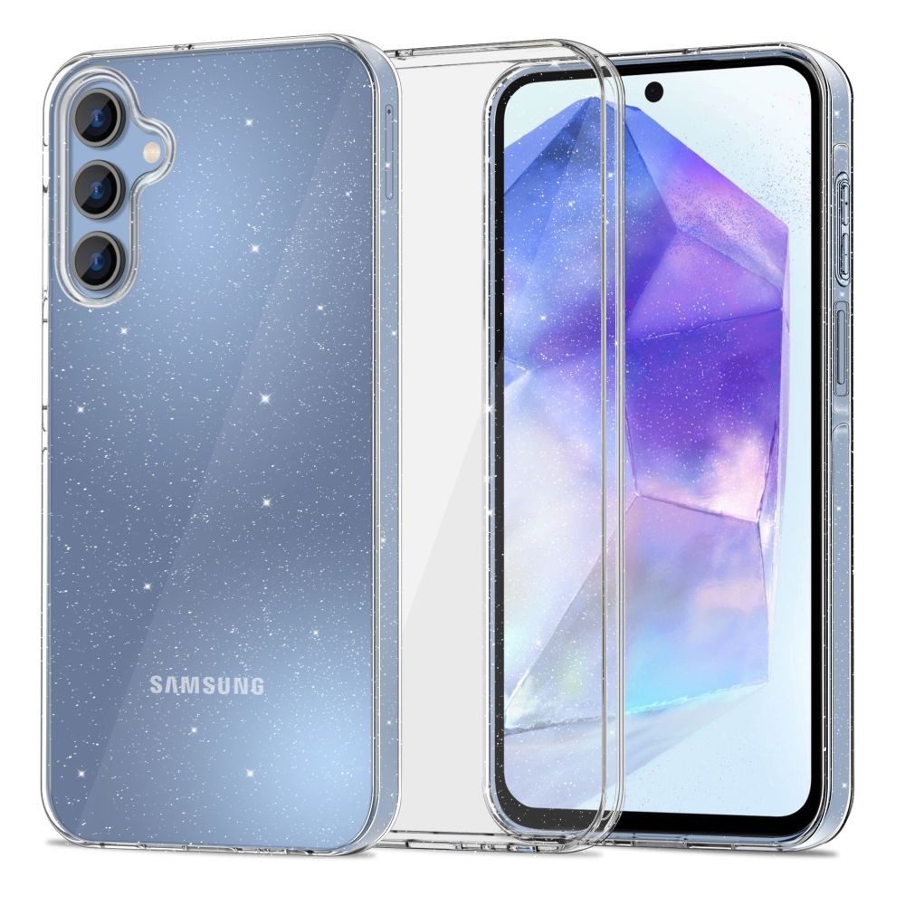 Skaidrus dėklas su blizgučiais "Tech-Protect Flexair Hybrid" telefonui Samsung Galaxy A55 5G