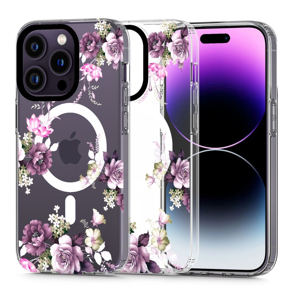 Skaidrus gėlėtas dėklas "Tech-Protect Magmood Magsafe Spring Floral" telefonui iPhone 14 Pro