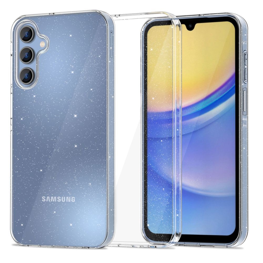 Skaidrus dėklas su blizgučiais "Tech-Protect Flexair Hybrid" telefonui Samsung Galaxy A15 4G / 5G