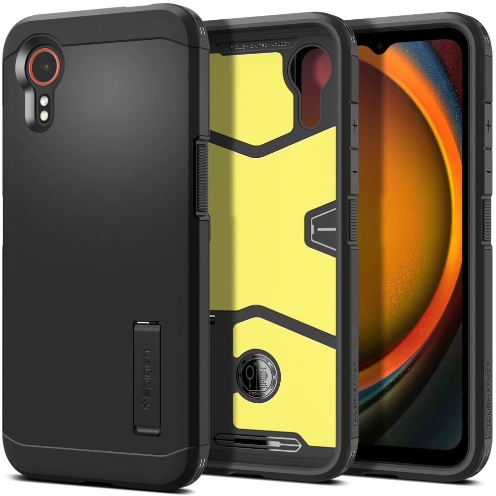 Juodas dviejų sluoksniu dėklas/stovas "Spigen Tough Armor" telefonui Samsung Galaxy Xcover 7