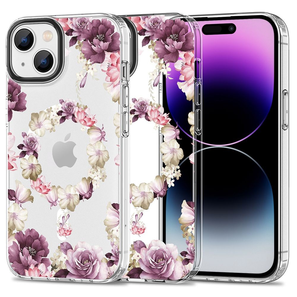 Skaidrus gėlėtas dėklas "Tech-Protect Magmood Magsafe Rose Floral" telefonui iPhone 15