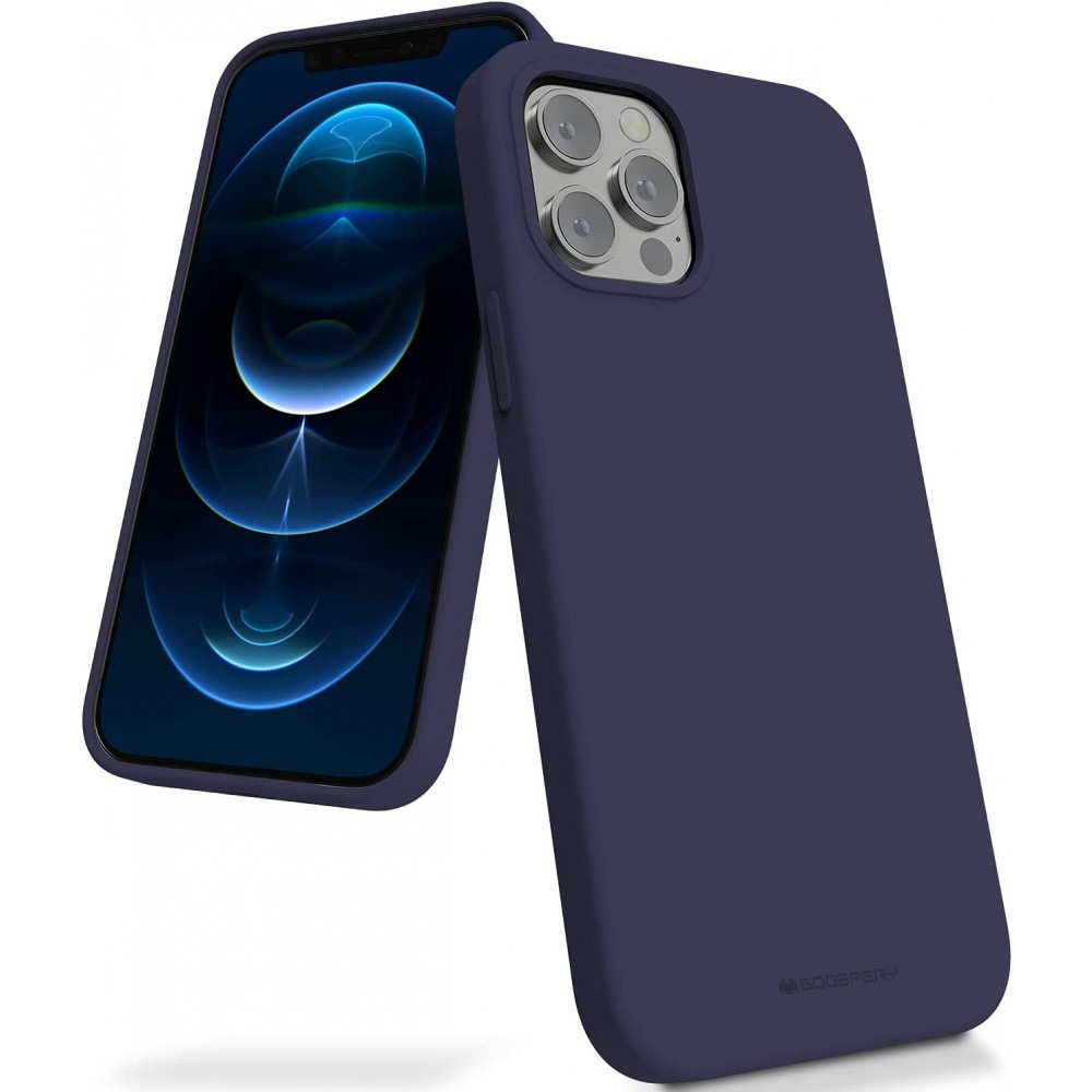 Tamsiai mėlynas dėklas "Mercury Silicone Case" telefonui Apple iPhone 12 / 12 Pro