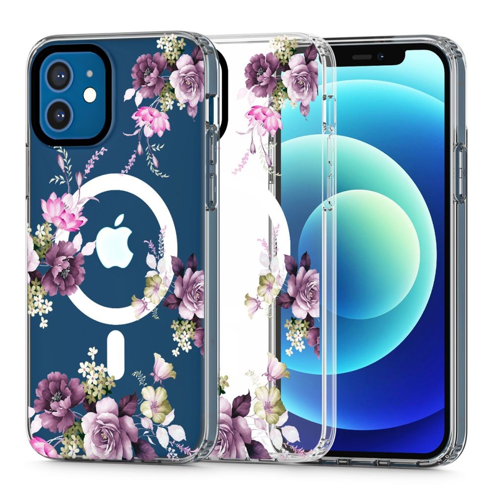 Skaidrus gėlėtas dėklas "Tech-Protect Magmood Magsafe Spring Floral" telefonui iPhone 12 / 12 Pro