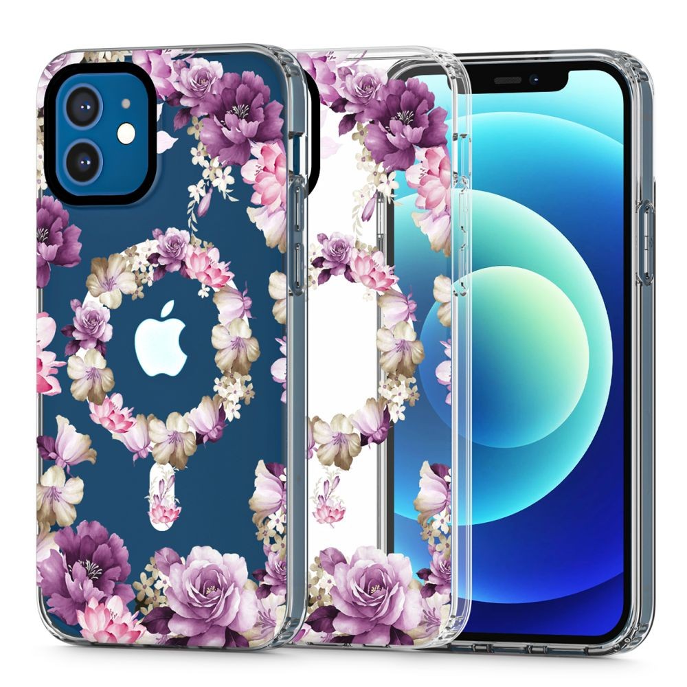 Skaidrus gėlėtas dėklas "Tech-Protect Magmood Magsafe Rose Floral" telefonui iPhone 12 / 12 Pro