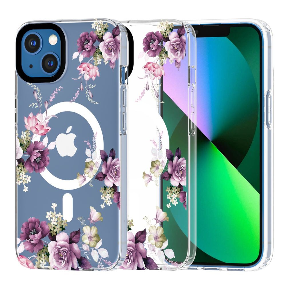 Skaidrus gėlėtas dėklas "Tech-Protect Magmood Magsafe Spring Floral" telefonui iPhone 13